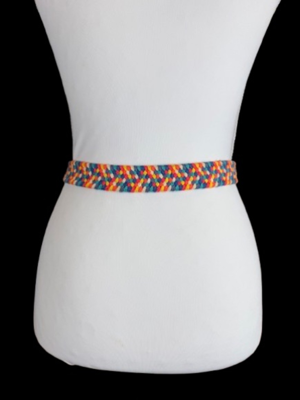 Vintage Rainbow Braided Woven Leather Belt Small Medium 31” Boho Pride Colorful - Picture 3 of 8